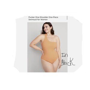 Old Navy 2X NWT Plus Size Black 1 Piece Swimsuit Pucker One Shoulder Black Swim